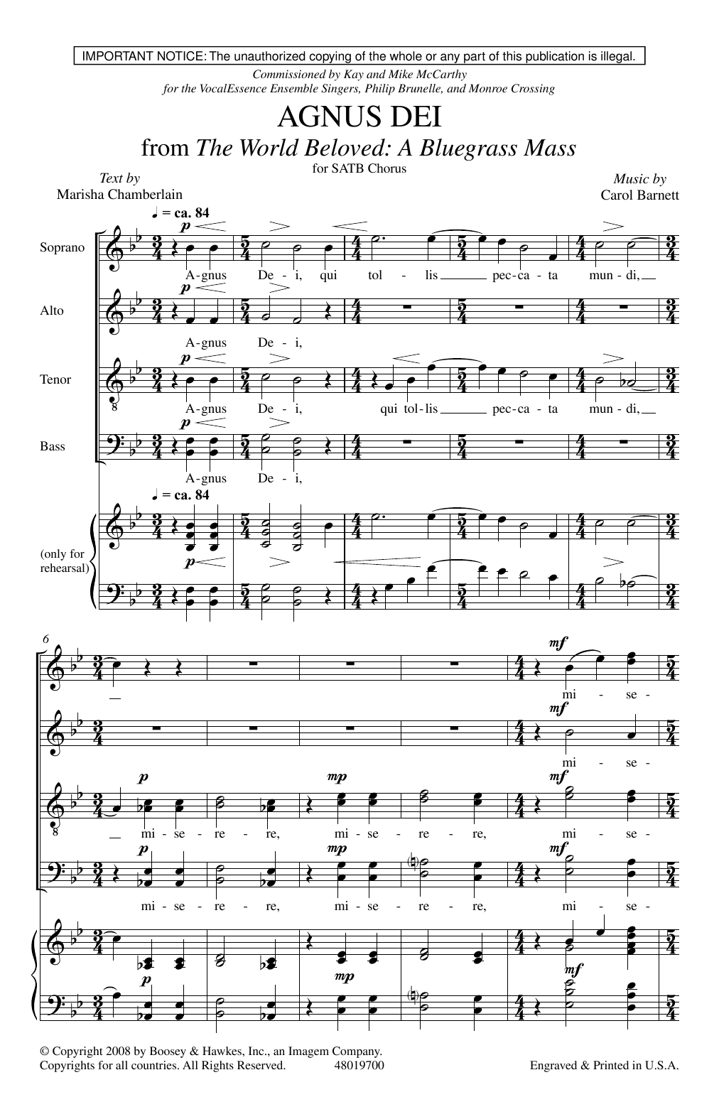 Product picture to: Agnus Dei (from The World Beloved: A Bluegrass Mass)