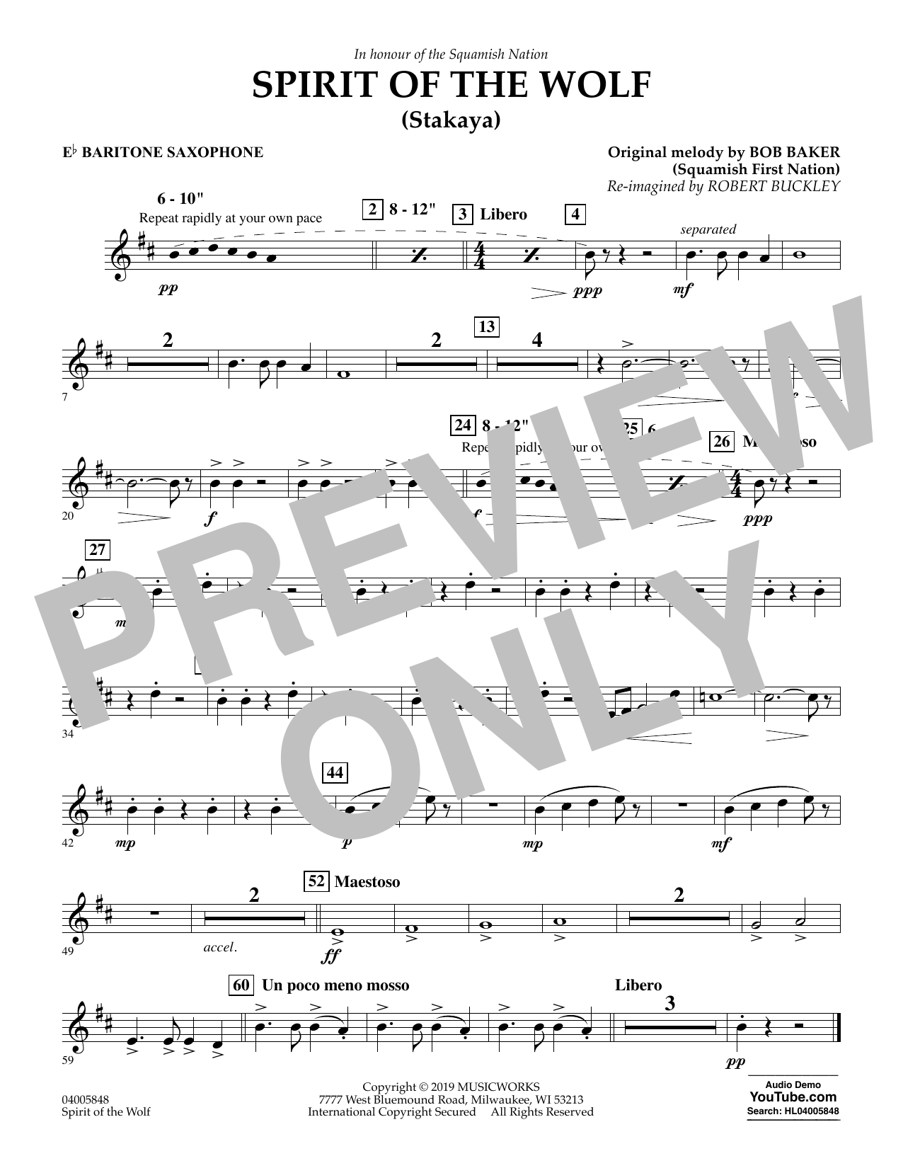 Product picture to: Spirit of the Wolf (Stakaya) - Eb Baritone Saxophone