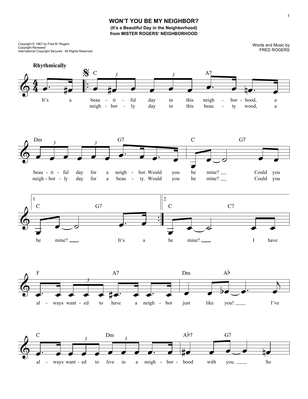 Produktbild zu:  Won't You Be My Neighbor? (It's A Beautiful Day In The Neighborhood) - Fred Rogers