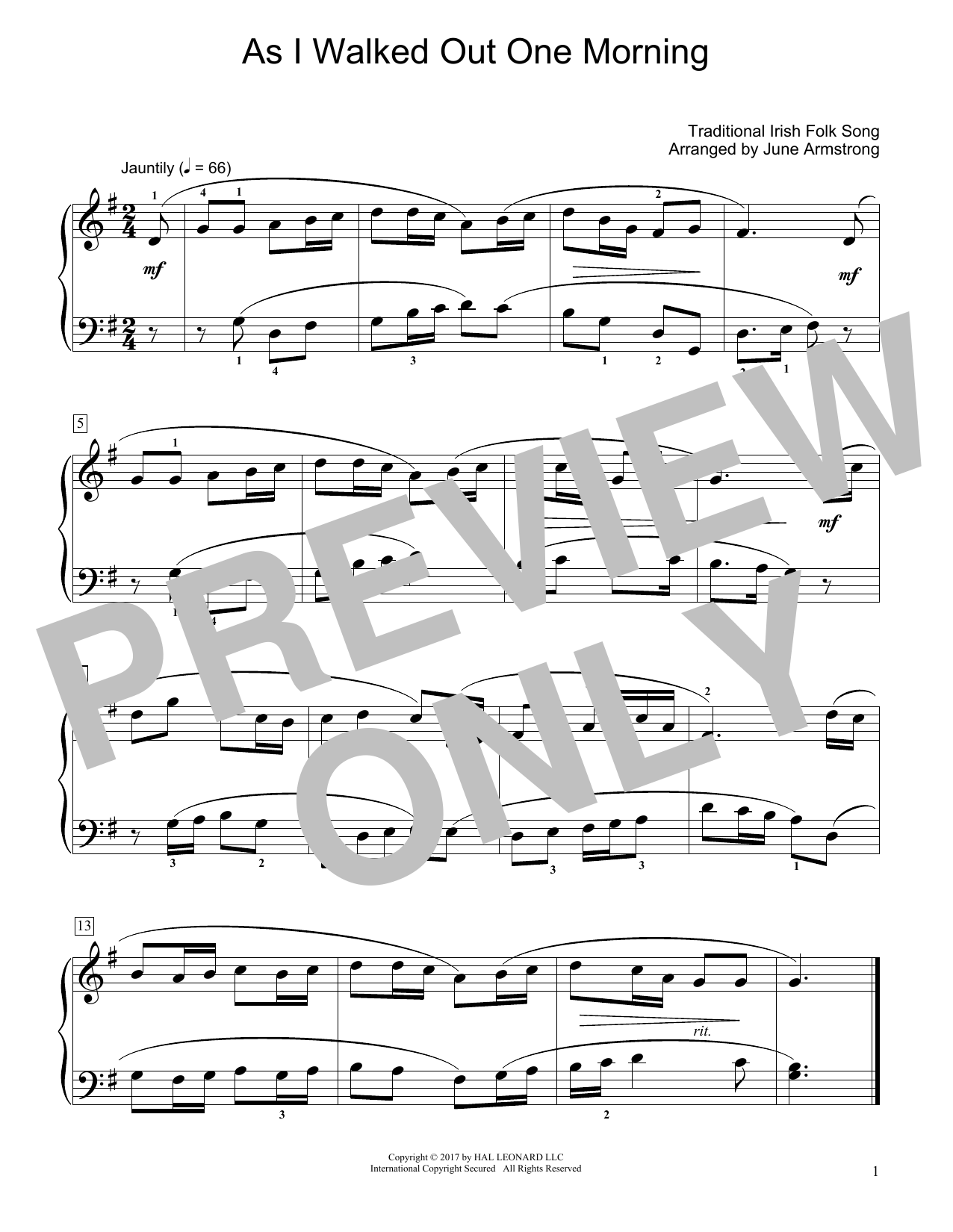 Produktbild zu: As I Walked Out One Morning (arr. June Armstrong)