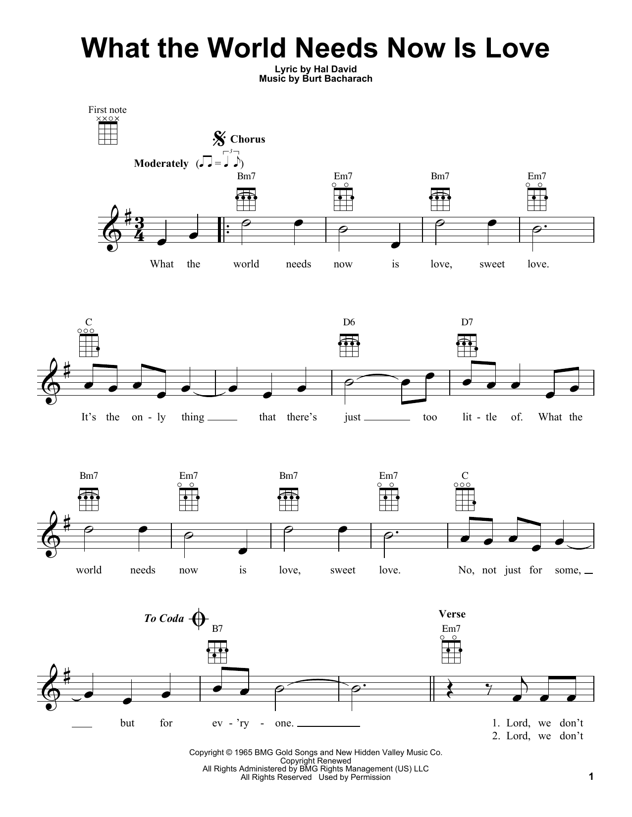 Product gallery: Page 1 of 1 What The World Needs Now Is Love, Bacharach & David