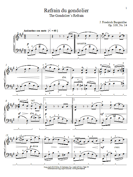 Product gallery: Page 1 of 1 Song Of The Gondolier, Johann Friedrich Burgmuller