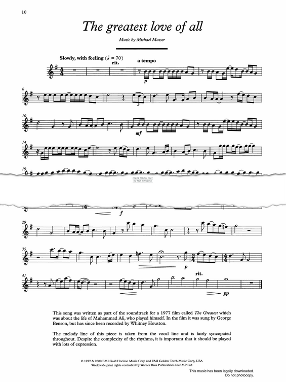 Product gallery: Page 1 of 1 The Greatest Love Of All, Michael Masser