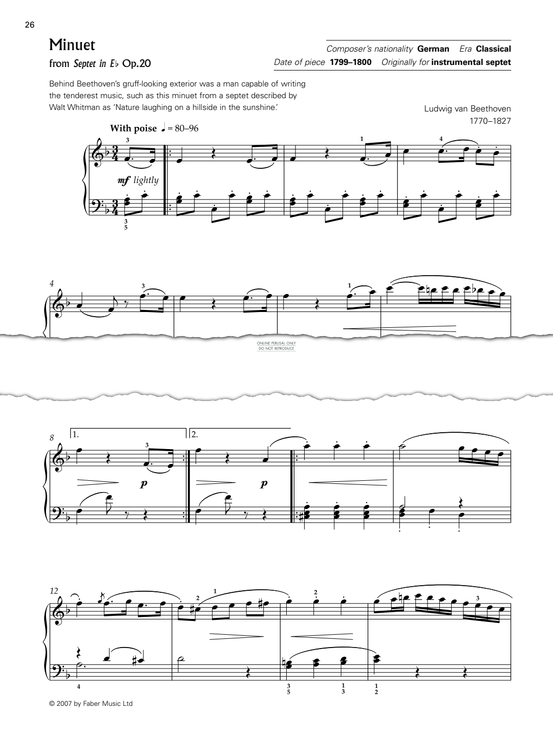 gallery: Minuet Op. 20, Ludwig van Beethoven, Klavier