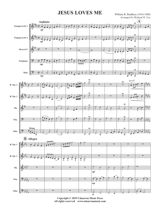 Produktbild zu: Jesus Loves Me William D. Bradbury