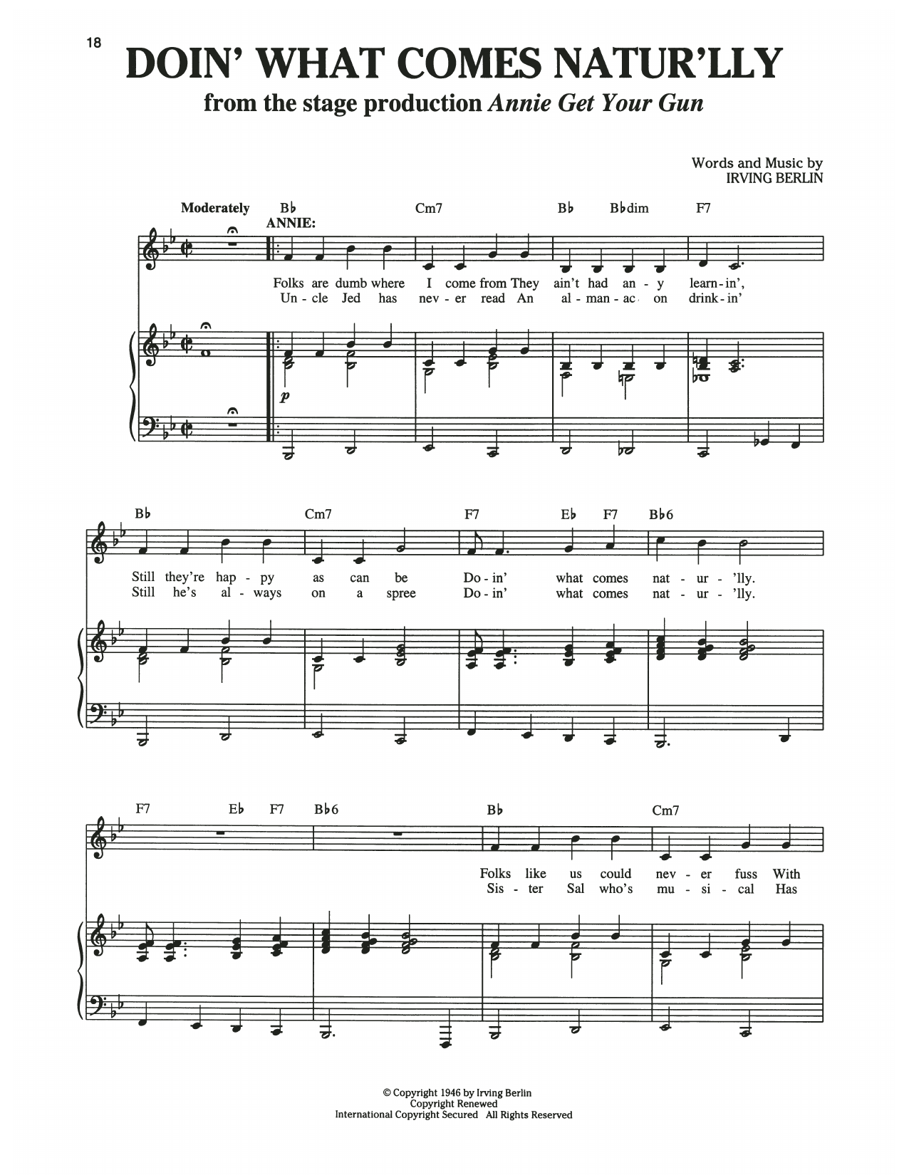 Produktgalerie: Seite 1 von 1 Doin' What Comes Natur'lly (from Annie Get Your Gun), Irving Berlin, Gesang, Klavier