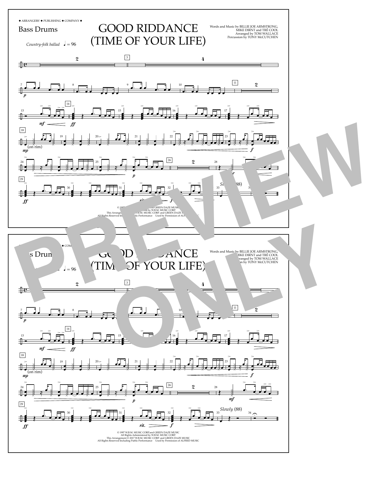 Product picture to: Good Riddance (Time of Your Life) - Bass Drums