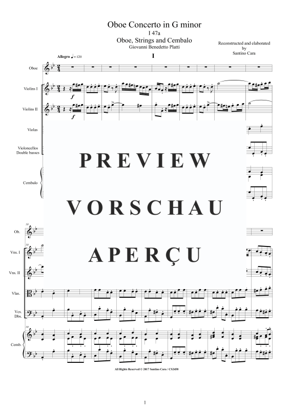 Produktgalerie: Seite 2 von 11 Concerto in G minor (I47a), , Oboe, Streicher und Cembalo
