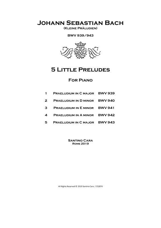 cover: 5 Kleine Präludien BWV 939–943, , Klavier Solo