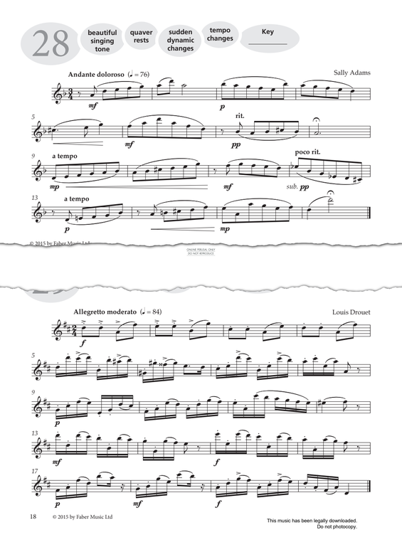 Product gallery: Page 1 of 1 Study No.28 Andante Doloroso (from 'More Graded Studies For Flute Book One'), Sally Adams