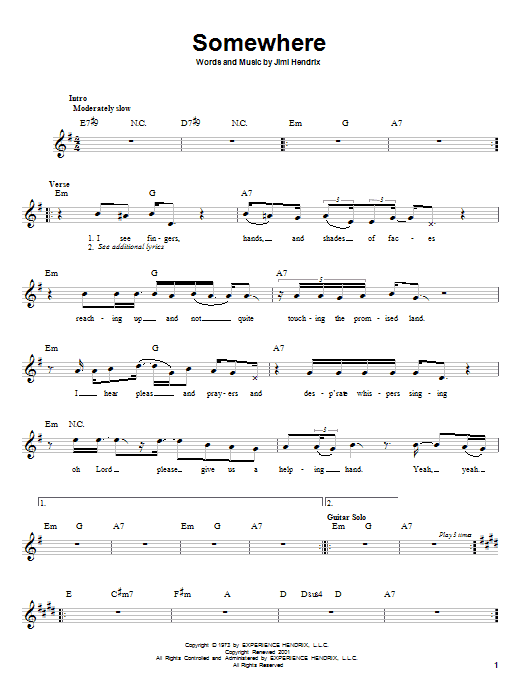 Produktgalerie: Seite 1 von 1 Somewhere, Jimi Hendrix, Gitarre