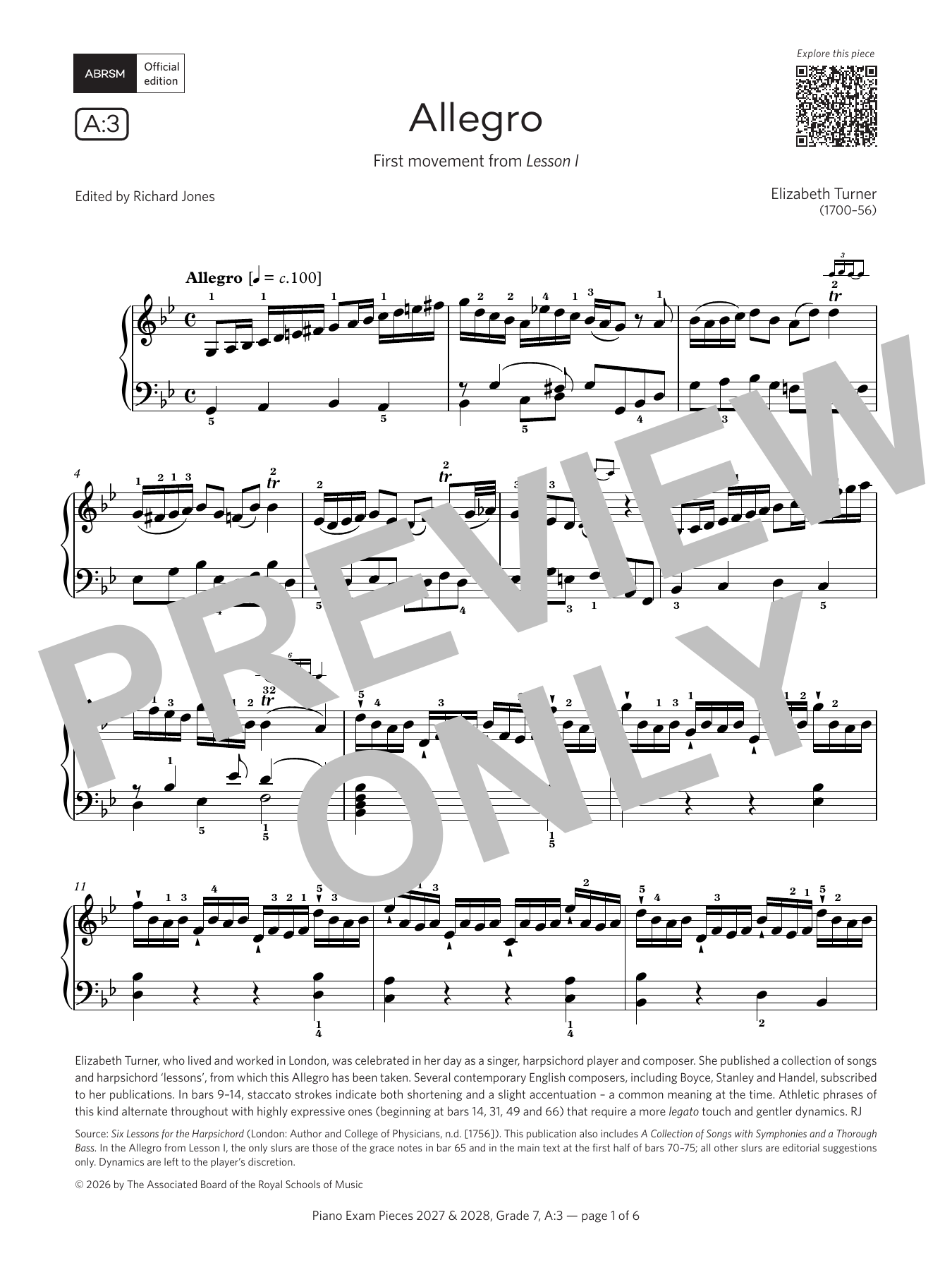 Product picture to: Allegro (Grade 7, list A3, from the ABRSM Piano Syllabus 2027 & 2028)