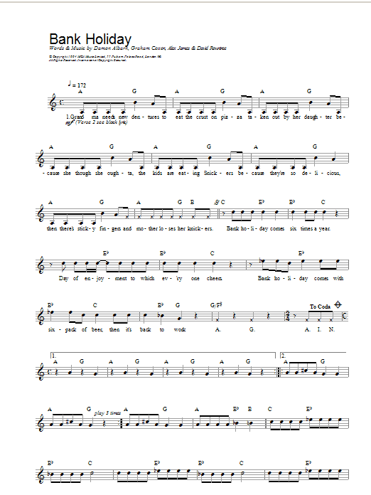 Produktgalerie: Seite 1 von 1 Bank Holiday, Blur, Melodieinstrument
