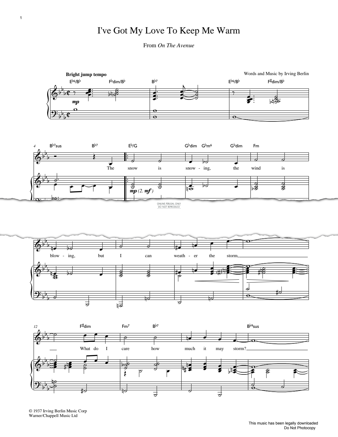 Produktgalerie: Seite 1 von 1 I've Got My Love To Keep Me Warm, Irving Berlin, Gesang, Klavier