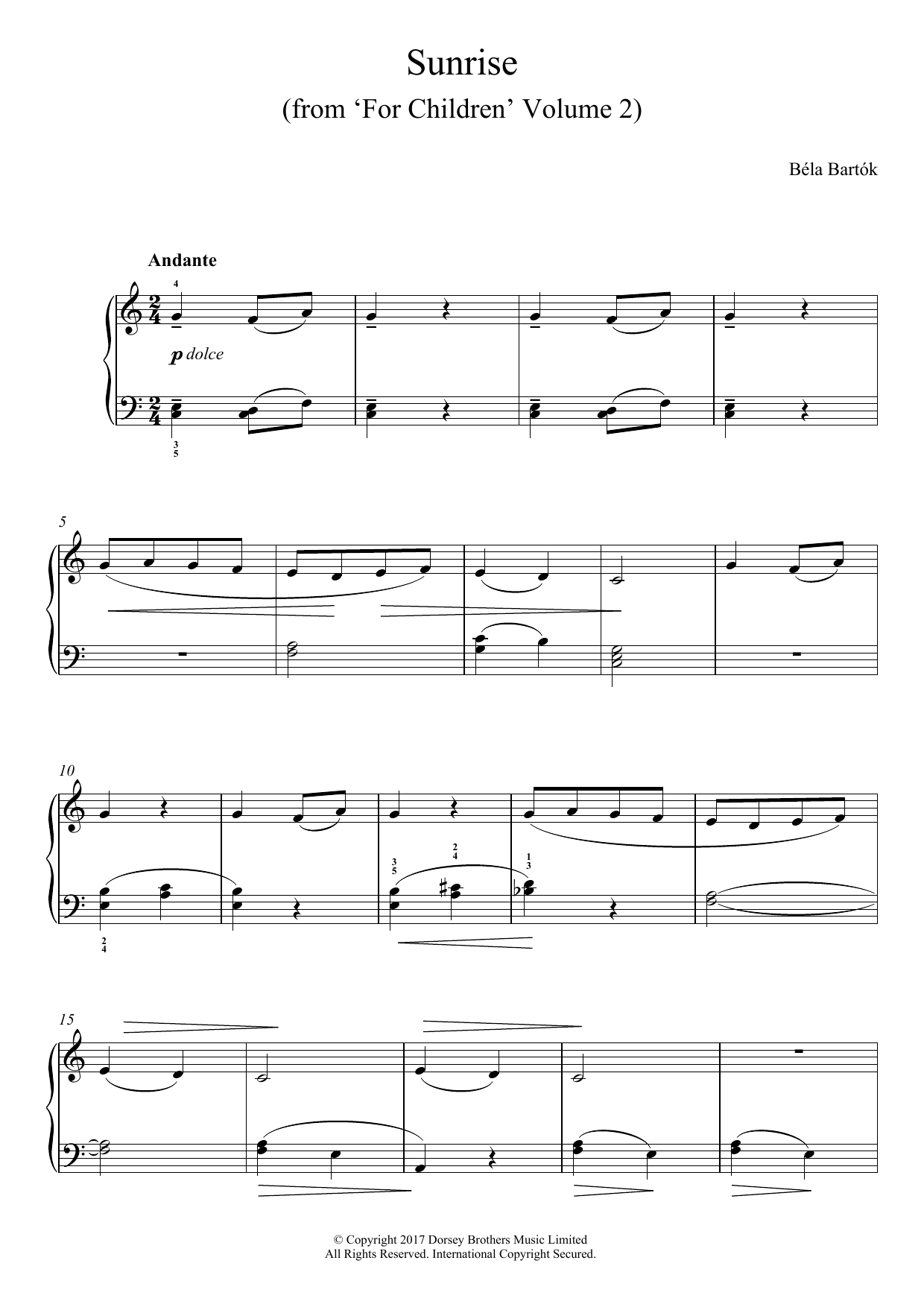Produktbild zu: Sunrise (from For Children Volume 2)