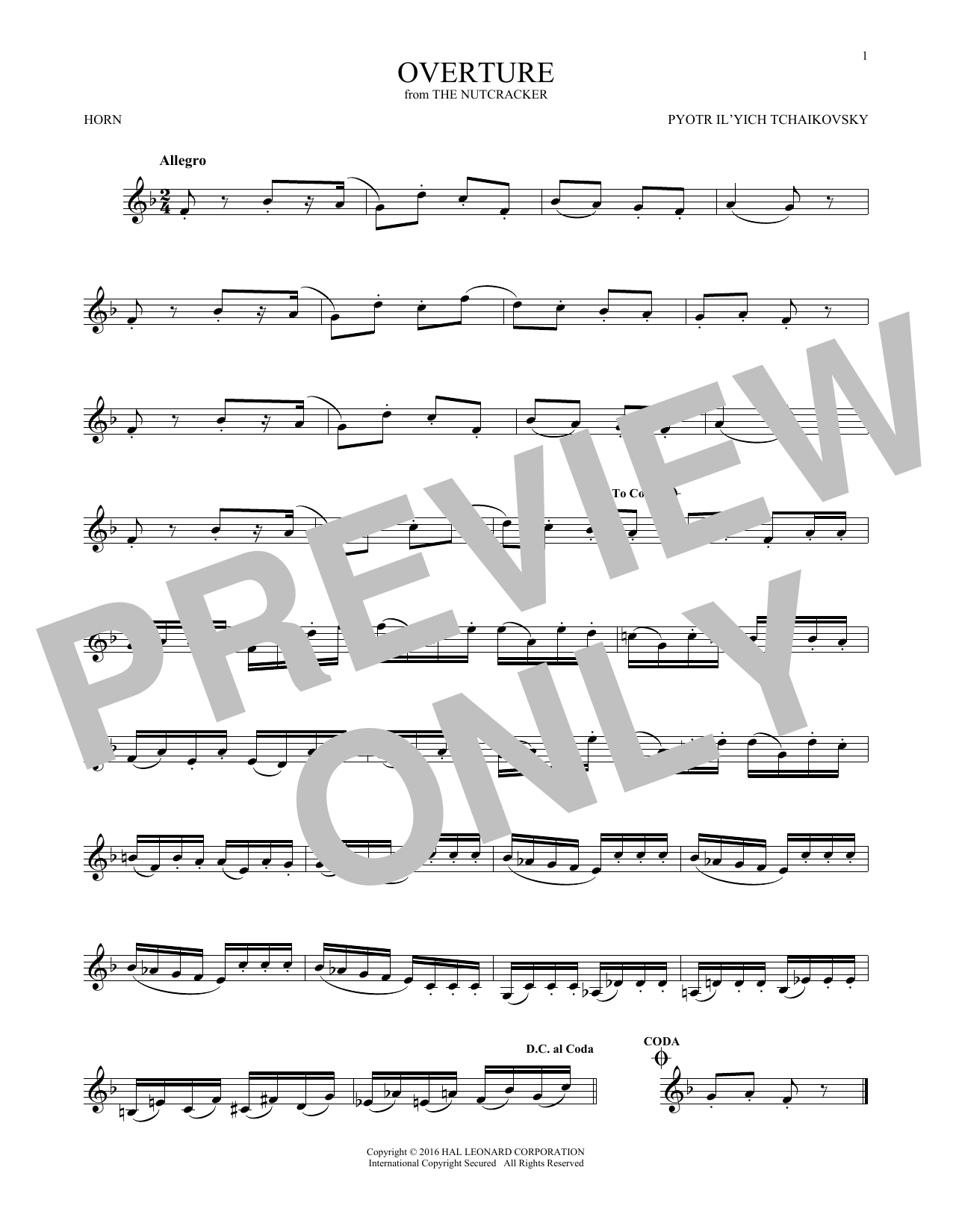 Produktgalerie: Seite 1 von 1 Overture, Pyotr Il'yich Tchaikovsky, Horn