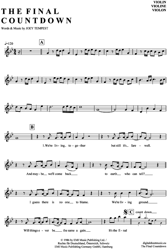 Product picture to:  The Final Countdown  - Europe