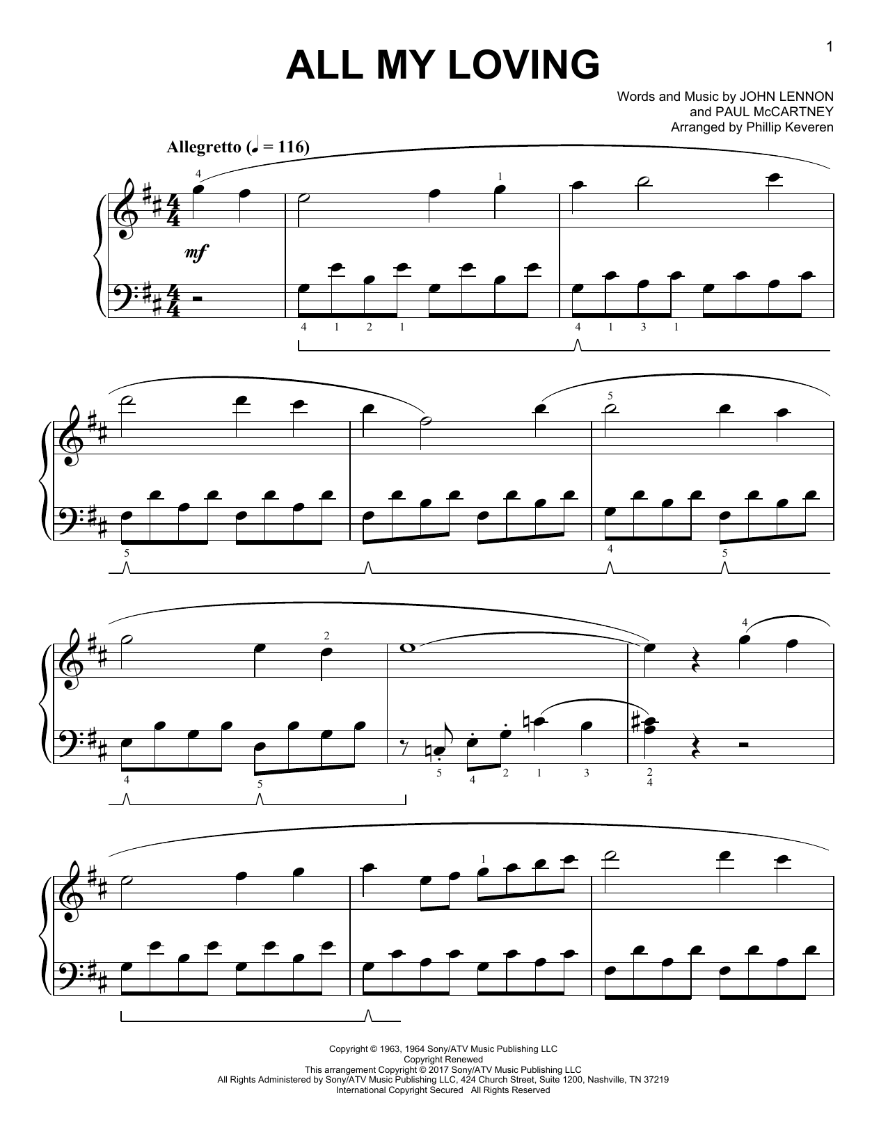 Produktgalerie: Seite 1 von 1 All My Loving [Classical version] (arr. Phillip Keveren), The Beatles, Klavier