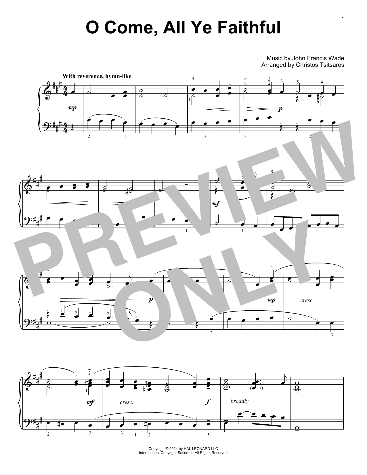 Produktgalerie: Seite 1 von 1 O Come, All Ye Faithful (arr. Christos Tsitsaros), John Francis Wade, Klavier