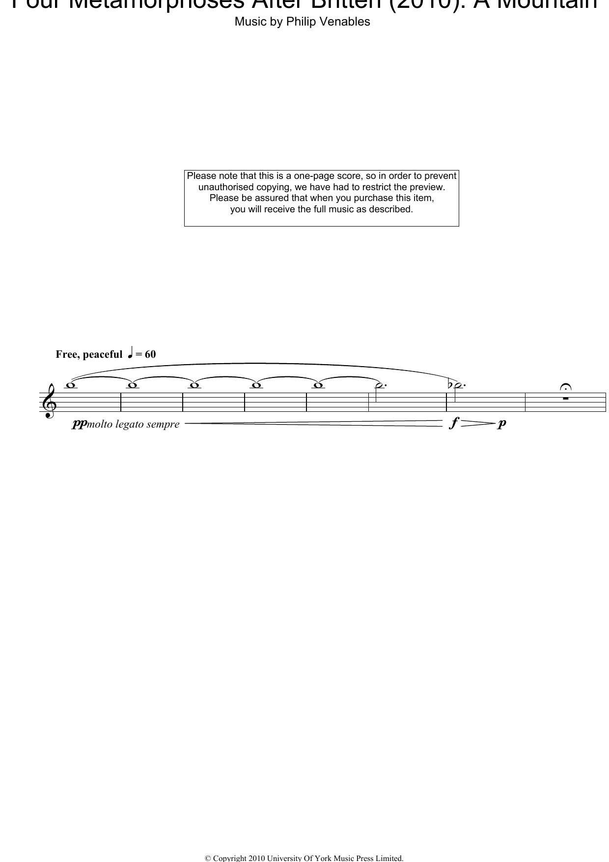 Produktgalerie: Seite 1 von 1 Four Metamorphoses After Britten (2010): A Mountain, Philip Venables, Oboe