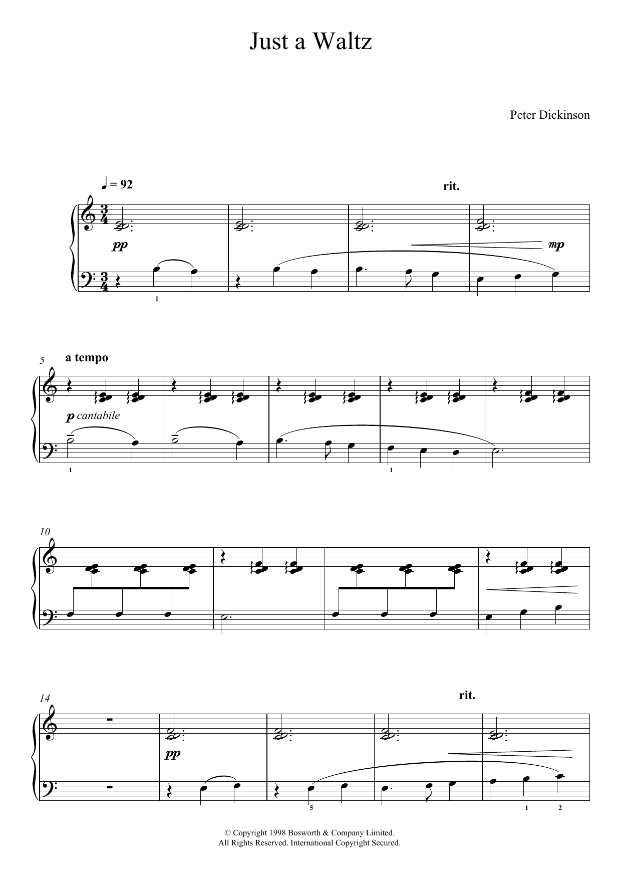 Product picture to: Just A Waltz (From 'Eight Very Easy Pieces For Piano')
