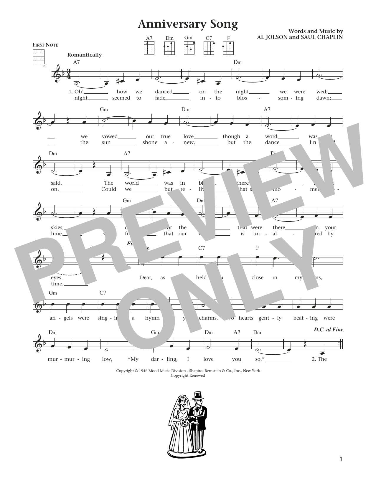 Product gallery: Page 1 of 1 Anniversary Song (from The Daily Ukulele) (arr. Liz and Jim Beloff), Al Jolson