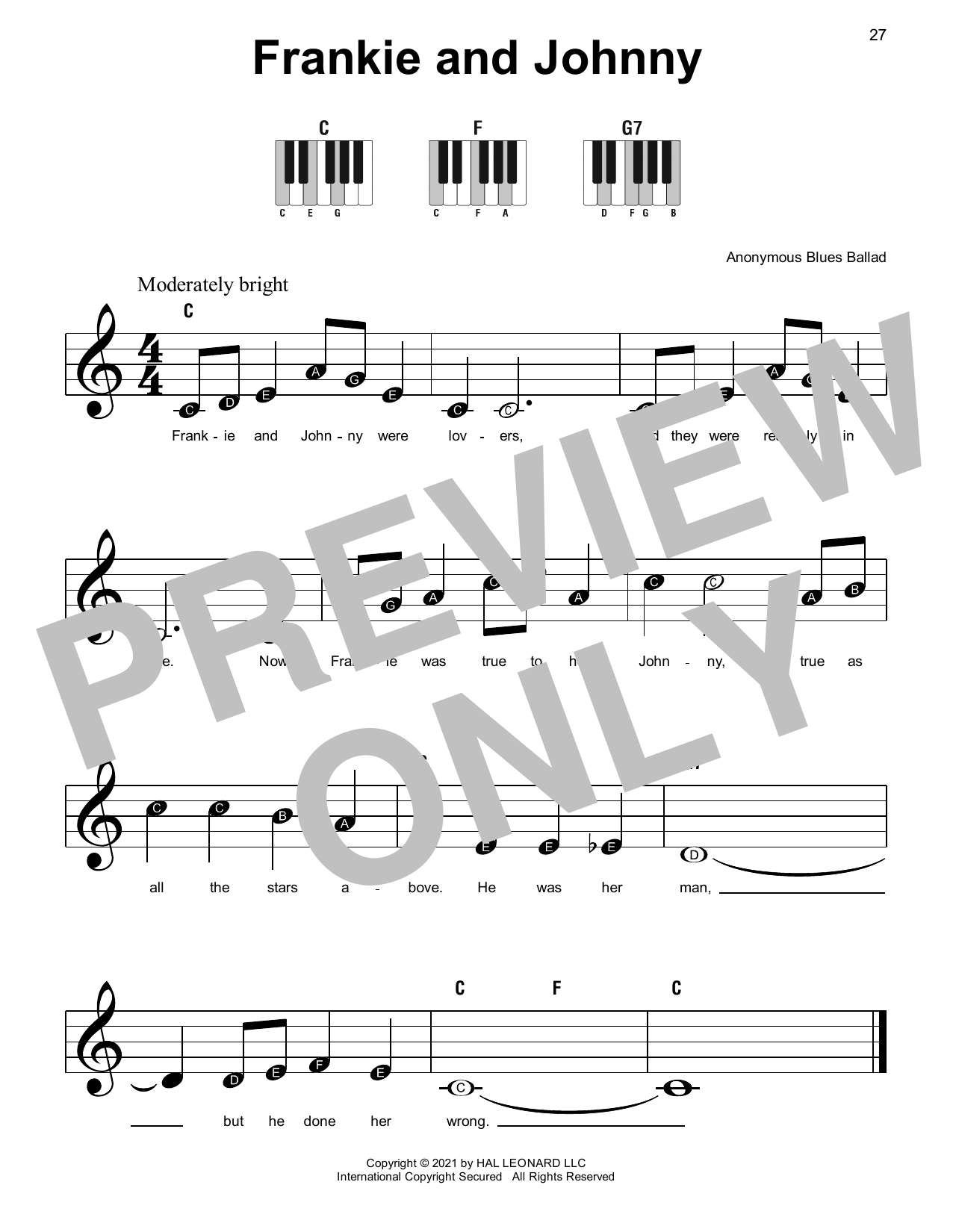 Produktgalerie: Seite 1 von 1 Frankie And Johnny, Anonymous Blues Ballad, Klavier