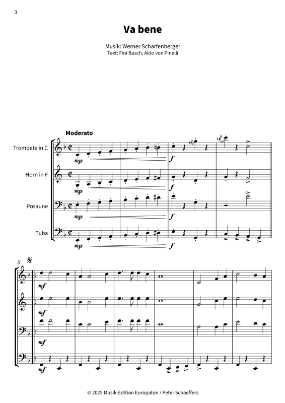 Produktgalerie: Seite 1 von 11 Va bene, Peter Kraus, (Blechbläserquartett)