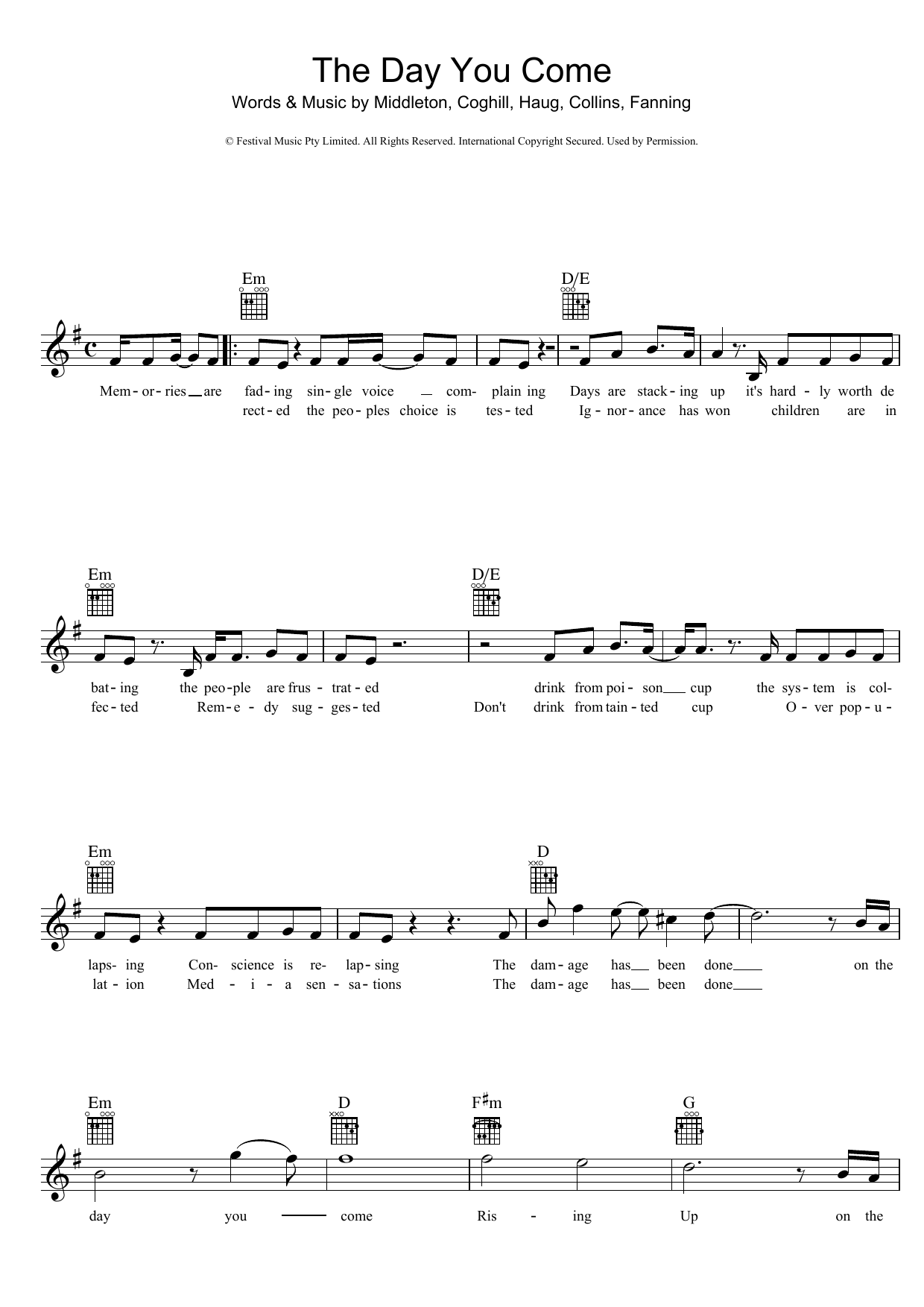 Produktgalerie: Seite 1 von 1 The Day You Come, Powderfinger, Melodieinstrument