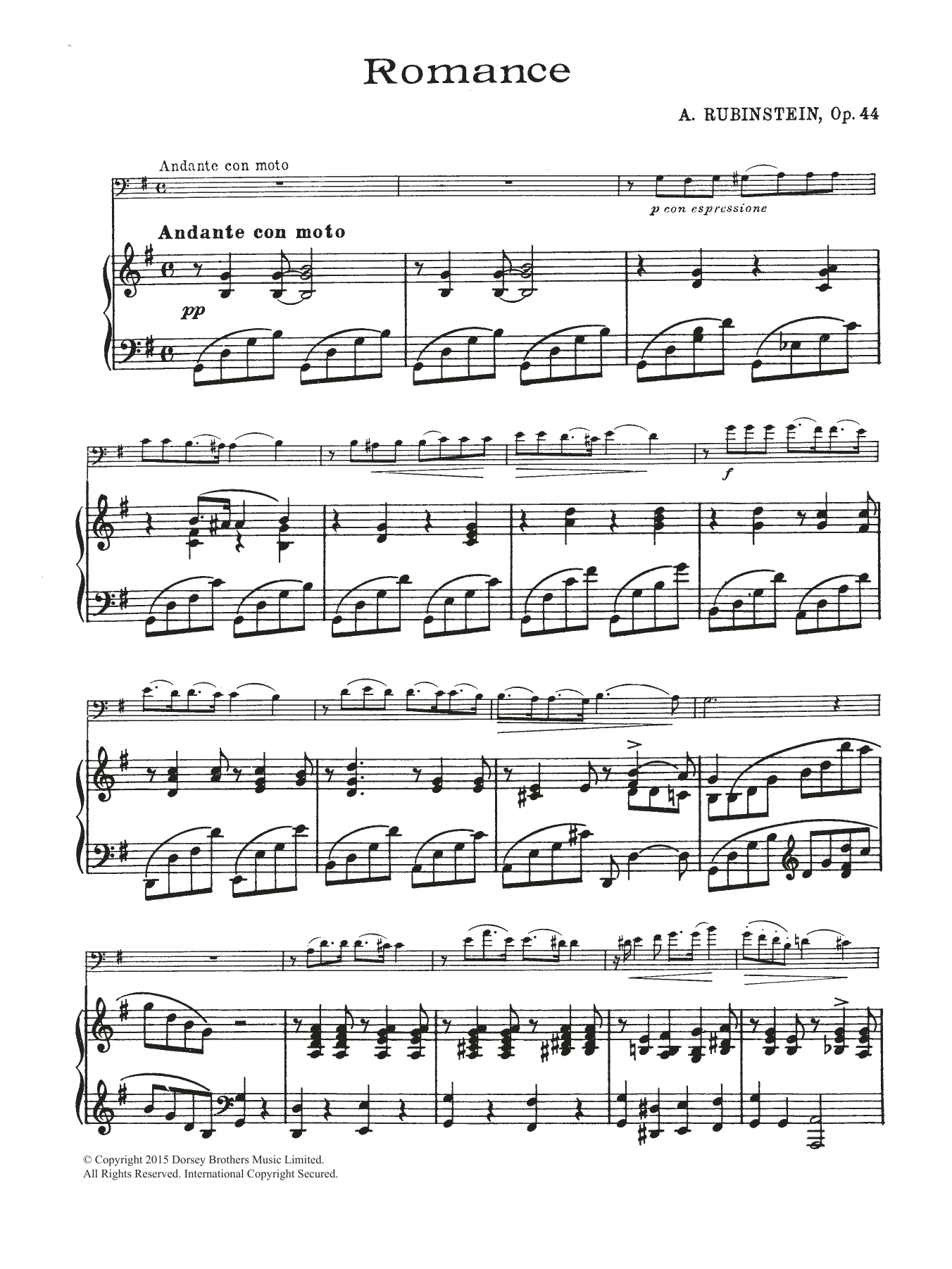 Produktgalerie: Seite 1 von 1 Romance, Op.44 No. 1, Anton Rubinstein, Violoncello