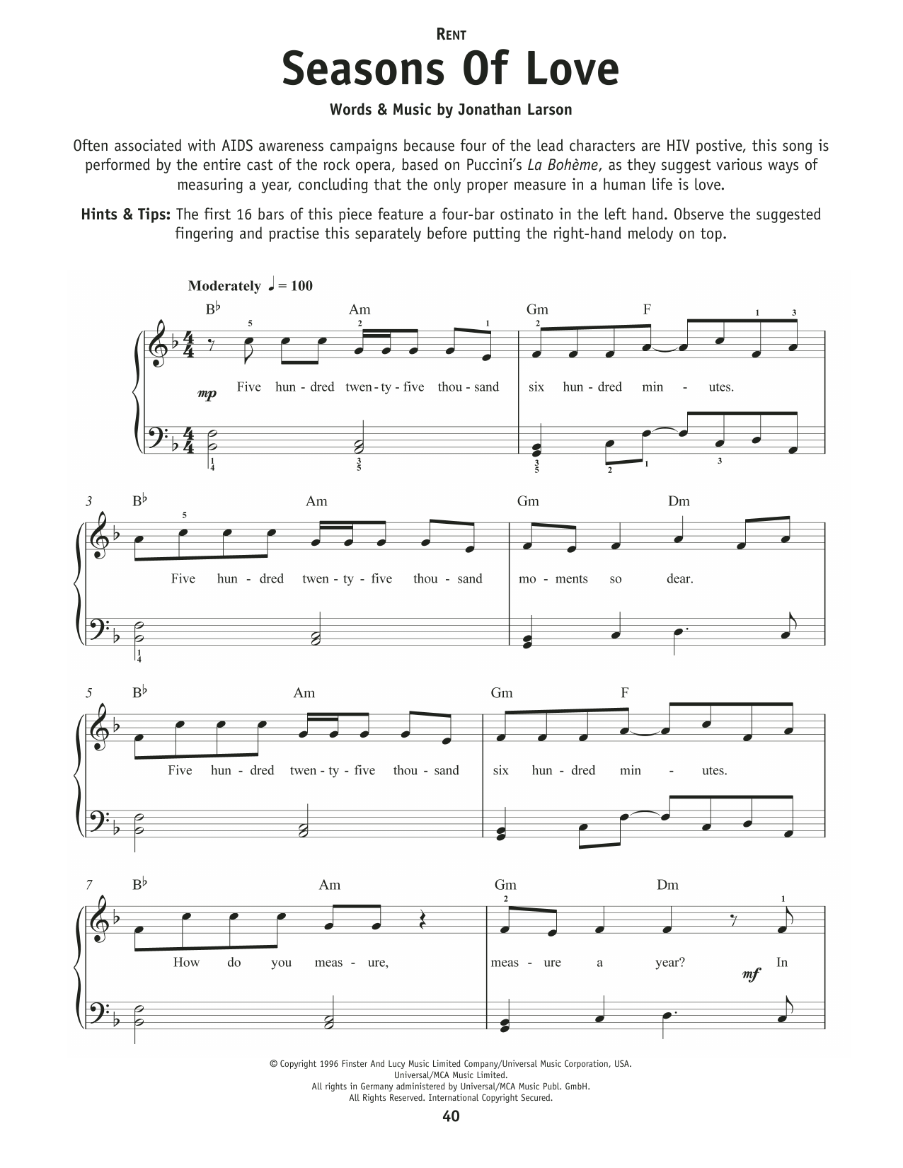 Product picture to: Seasons Of Love (from Rent)