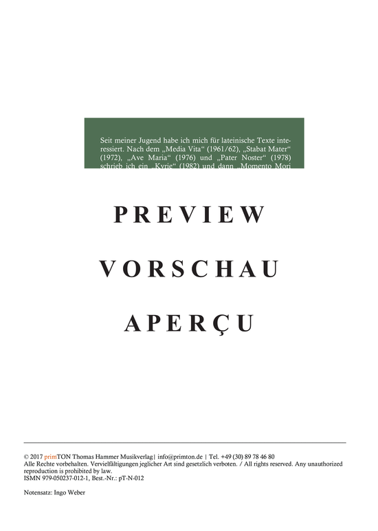 Product gallery: Page 3 of 27 Kyrie in memoriam Nathalie Hidalgo Sánchez (1982, Version II 2015) , ,  (3x mixed choir + 3x string quintet)