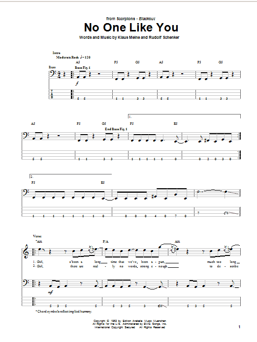 Produktgalerie: Seite 1 von 1 No One Like You, Scorpions, E-Bass