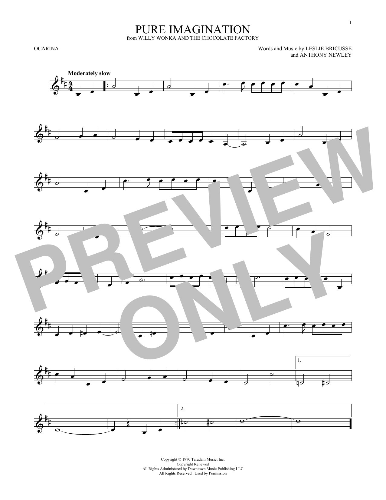 Product gallery: Page 1 of 1 Pure Imagination (from Willy Wonka & The Chocolate Factory), Leslie Bricusse