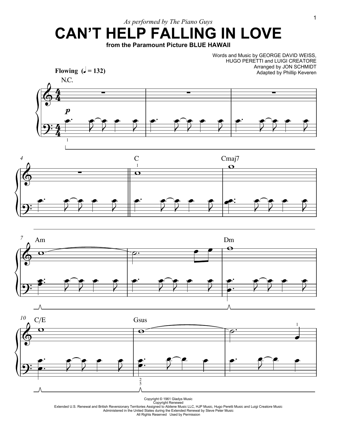 Product picture to: Can't Help Falling In Love (arr. Phillip Keveren)