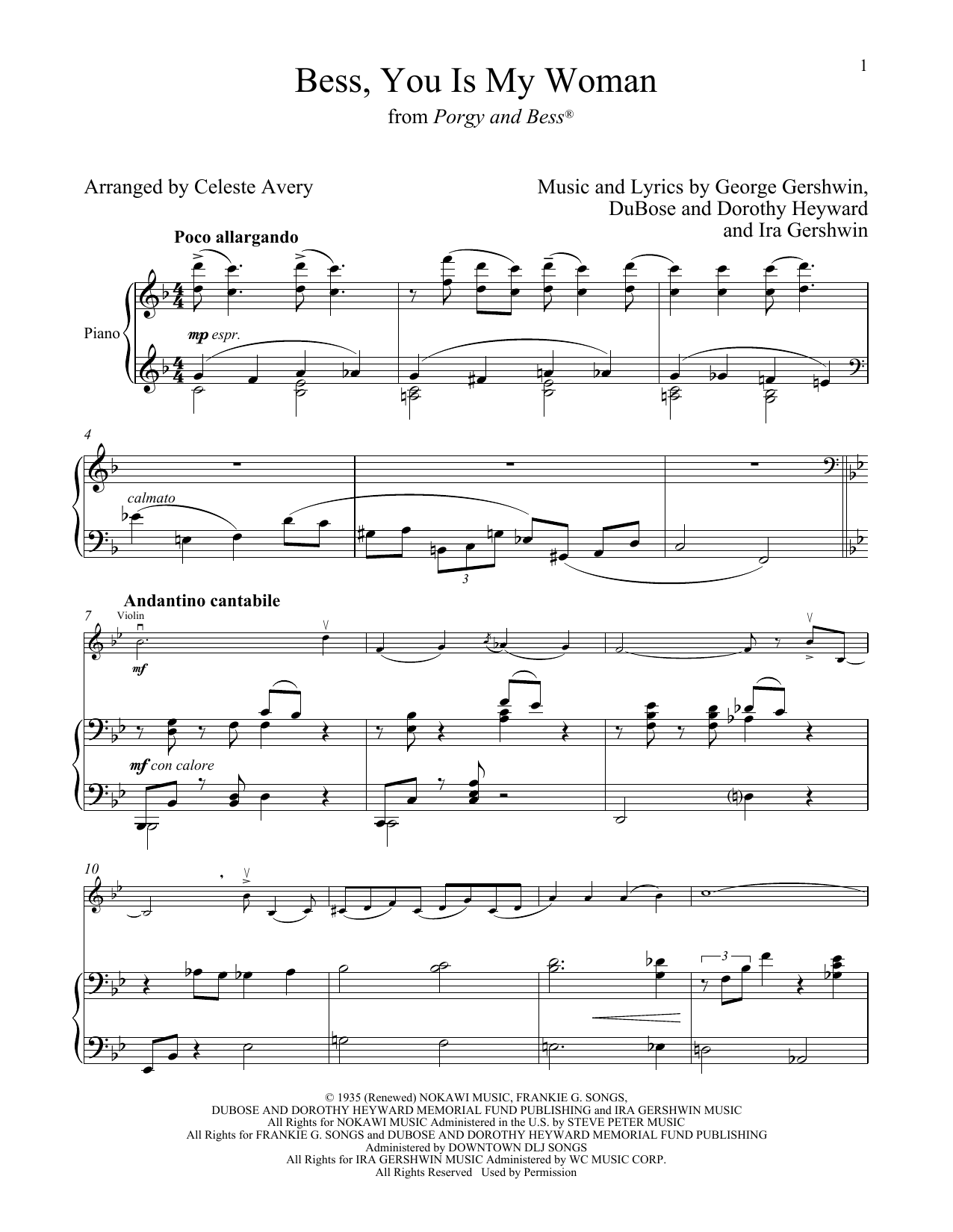 Product gallery: Page 1 of 1 Bess, You Is My Woman (from Porgy and Bess), George Gershwin & Ira Gershwin