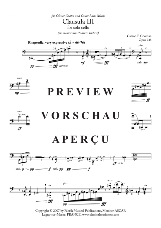 Produktgalerie: Seite 3 von 4 Clausula III , , (Violoncello Solo)