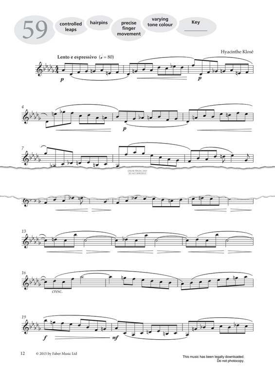 Product gallery: Page 1 of 1 Study No.59 'Lento E Espressivo' (from 'More Graded Studies For Clarinet Book Two'), Hyacinthe Klose