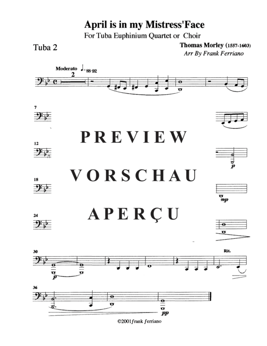 Produktgalerie: Seite 14 von 16 Two Morley Madrigals , , (Tuba Quartett/Quintett EETT + EETTT)