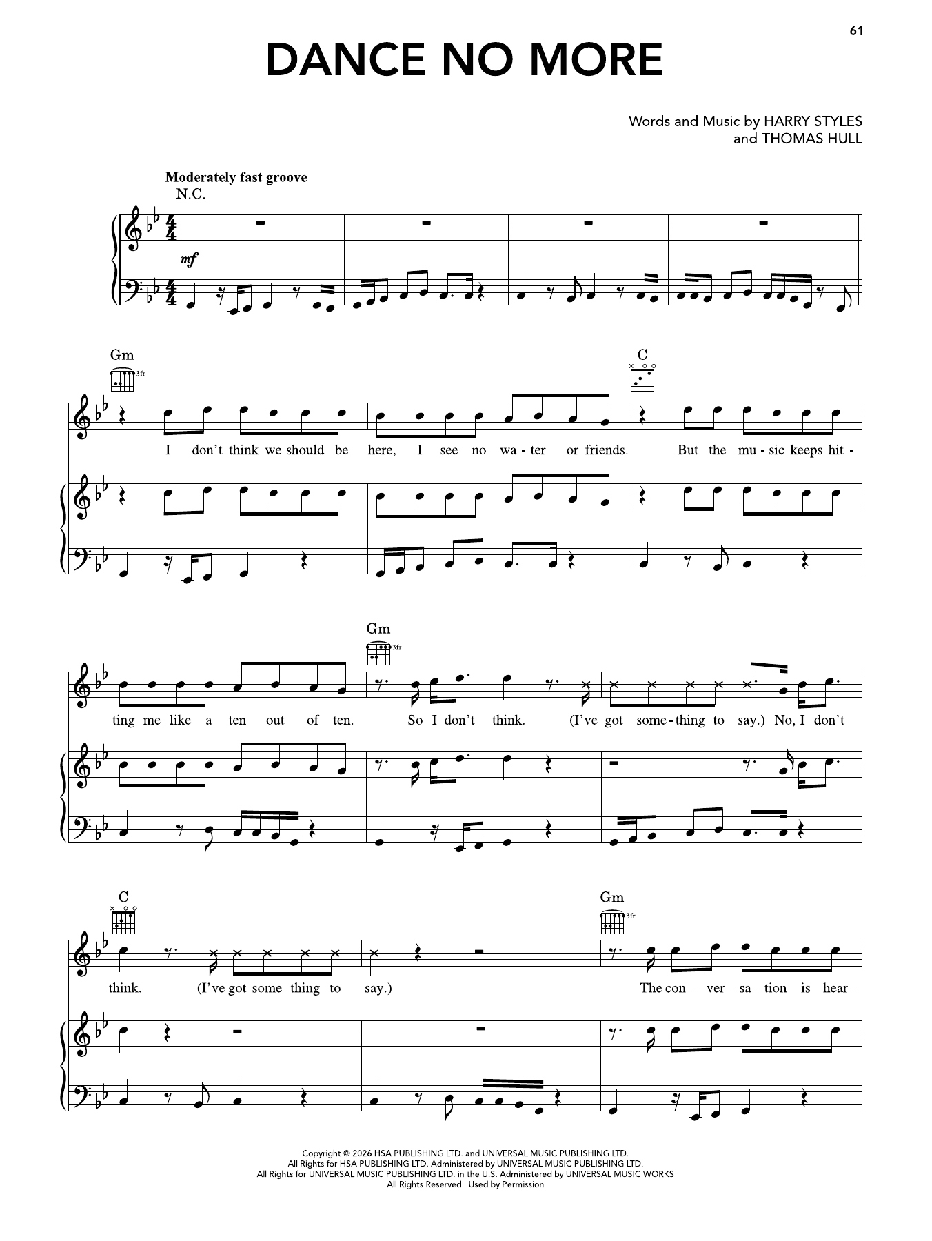 Produktgalerie: Seite 1 von 1 Dance No More, Harry Styles, Gesang, Gitarre, Klavier