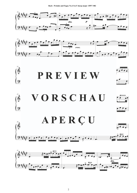 Product gallery: Page 3 of 9 Prelude and Fugue No. 13 in F sharp major BWV 882, , Solo Piano