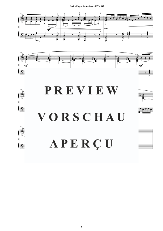 Produktgalerie: Seite 6 von 6 Fuge in A-Moll BWV 947 - Piano Version, , Klavier Solo