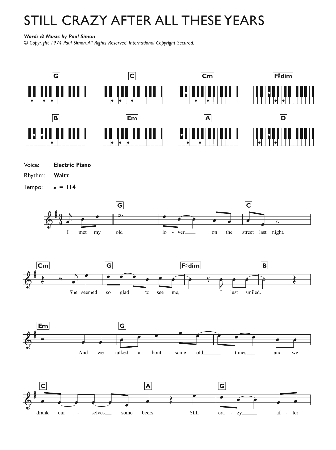 Produktgalerie: Seite 1 von 1 Still Crazy After All These Years, Paul Simon, Klavier