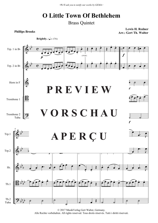 Produktgalerie: Seite 2 von 3 O Little Town Of Bethlehem , , (Blechbläserquintett)