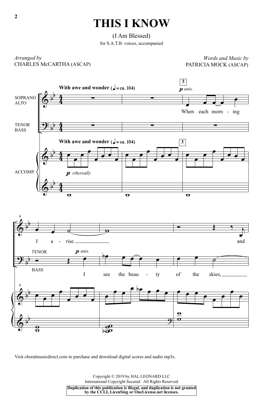 Product picture to: This I Know (I Am Blessed) (arr. Charles McCartha)