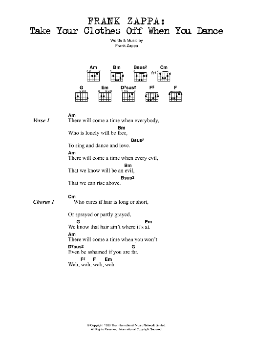 Produktgalerie: Seite 1 von 1 Take Your Clothes Off When You Dance, Frank Zappa, Gitarre