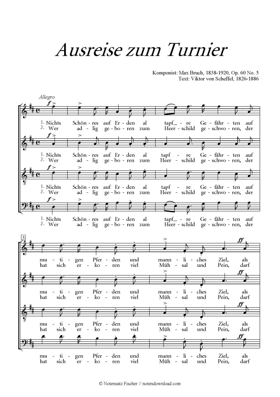 Product picture to: Ausreise zum Turnier Max Bruch (op. 60 Nr. 5)