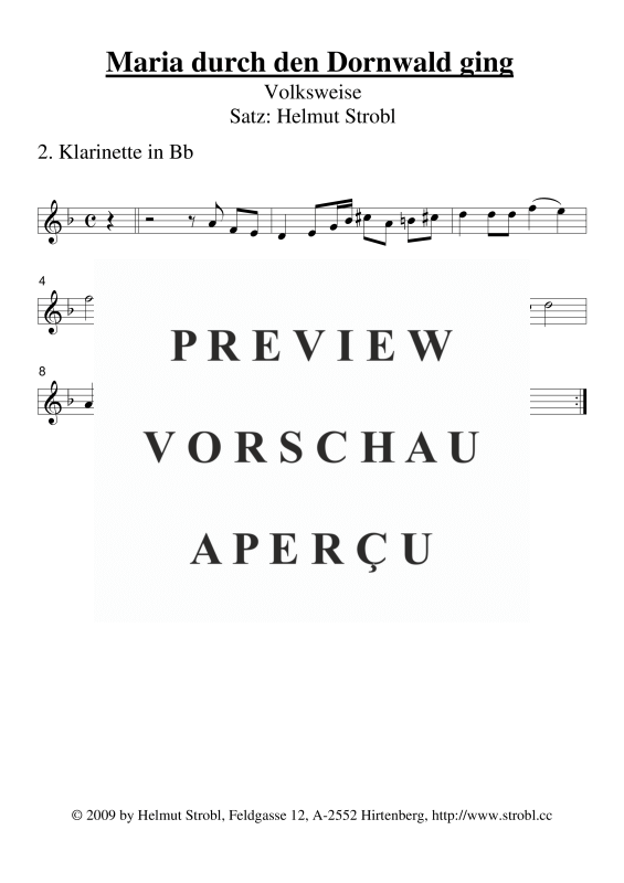 gallery: Maria durch den Dornwald ging, , Klarinettenquartett