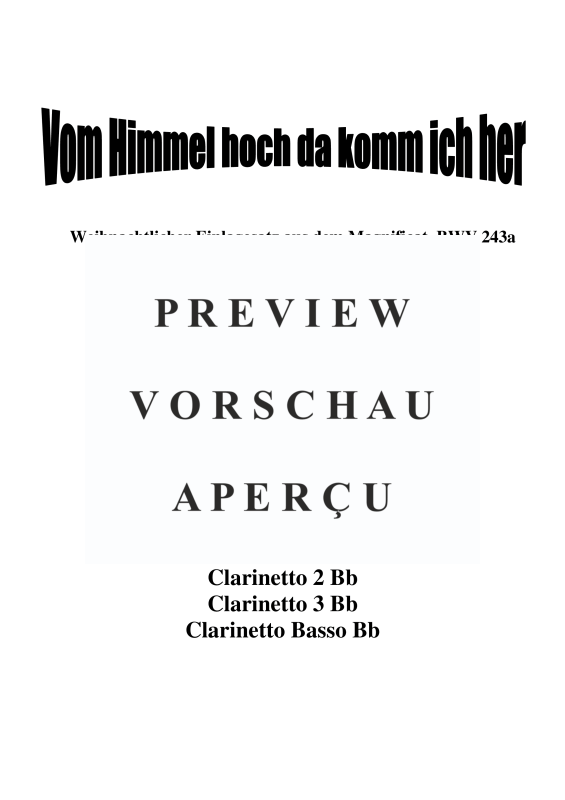 gallery: Vom Himmel hoch da komm ich her Einlagesatz, , Klarinettenquartett