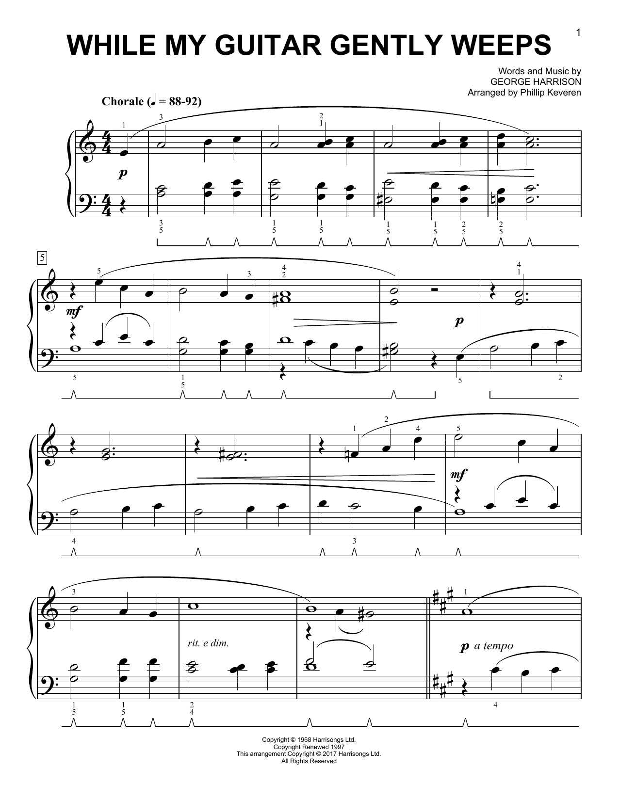 Produktbild zu: While My Guitar Gently Weeps [Classical version] (arr. Phillip Keveren)